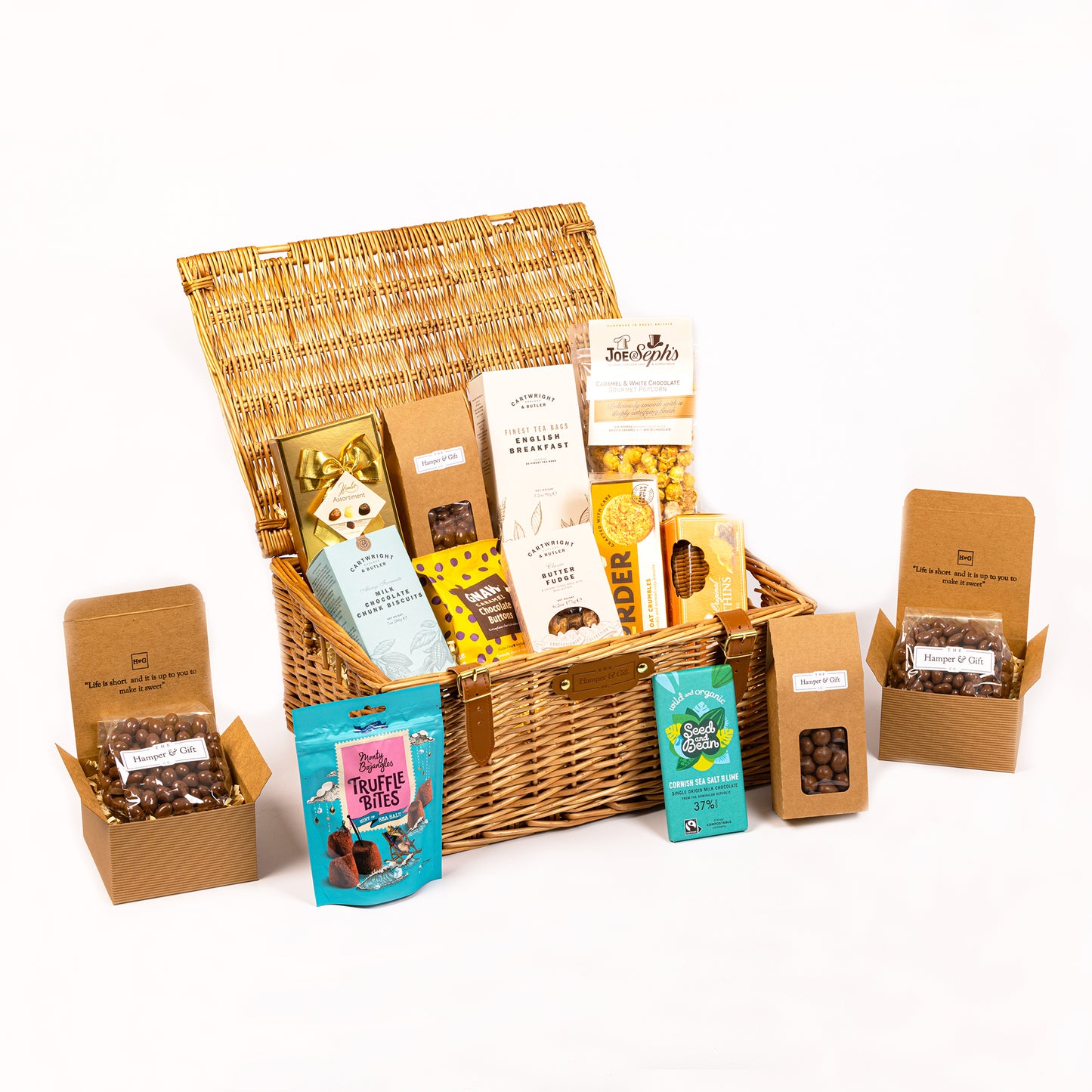 Large Chocolate Hamper filled with 14 different chocolate, biscuit, fudge, popcorn and tea treats