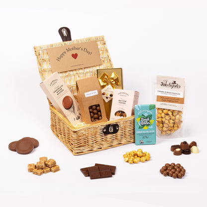 Mother's Day Hamper filled with chocolate, fudge, biscuit and gourmet popcorn
