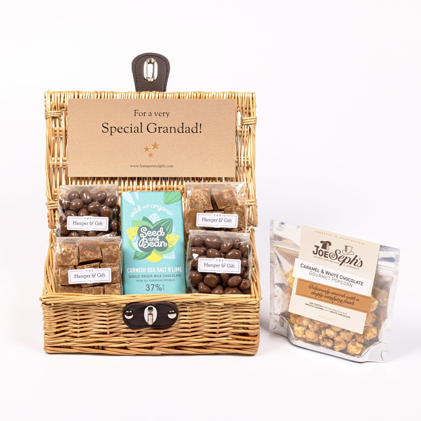 Wonderful Grandma Hamper filled with chocolate, fudge and gourmet popcorn