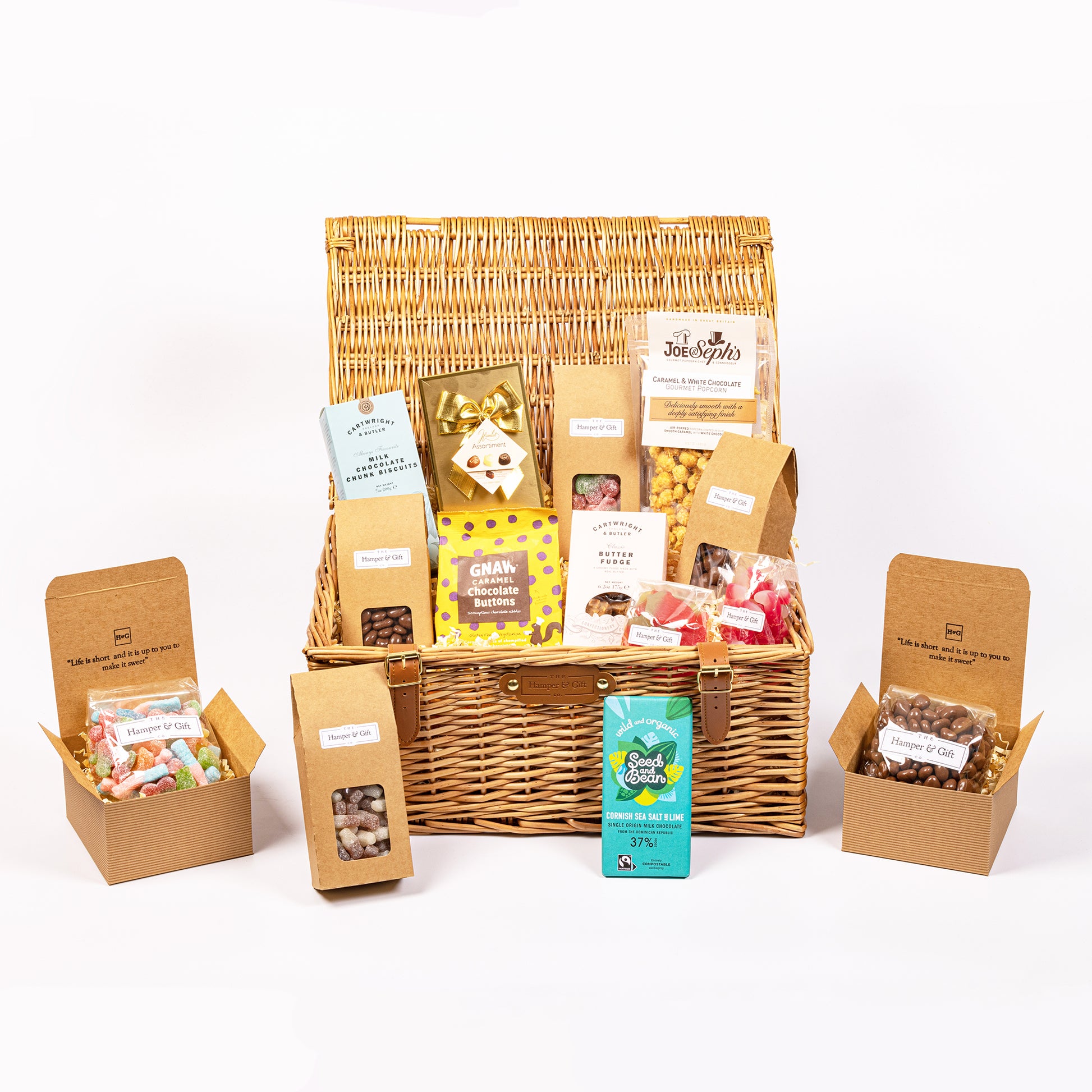 Large Chocolate & Sweet Hamper filled with 14 different chocolate, sweet, biscuit, fudge and popcorn treats